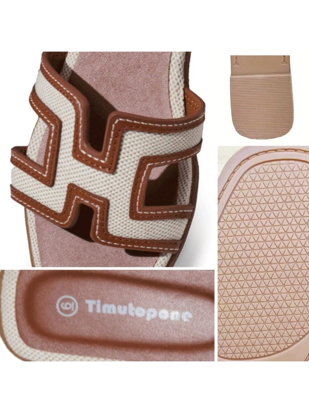 Women's Brown Dressy Lightweight Comfortable Slide Slip On Flat Sandal Shoes - Picture 5 of 5